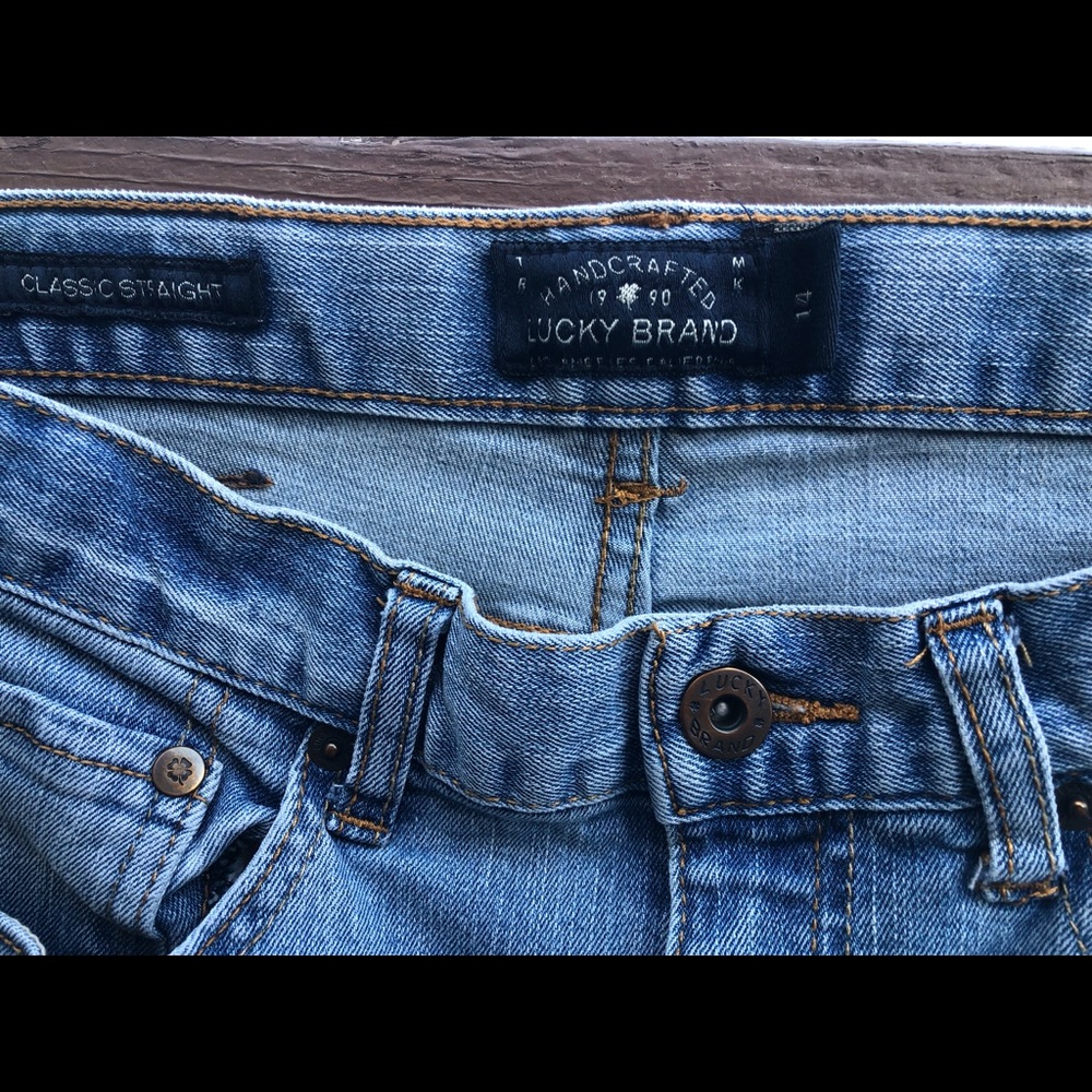 Lucky Brand Classic Straight Light Blue Jeans Size 14 Girls Fits Like Small or 2